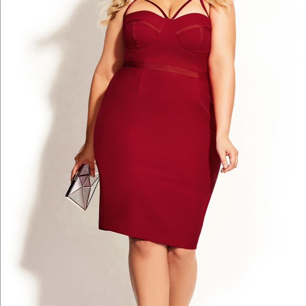 NWT City Chic- Dress Undress Me - Amore Red Sz M (18)